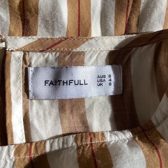 Faithfull The Brown Thompson Striped Tan Romper Playsuit 4 S - Picture 7 of 9